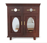Corsica Modern Full-Size Solid Mango Wood & HD Mirror Sideboard with Mirror Accents